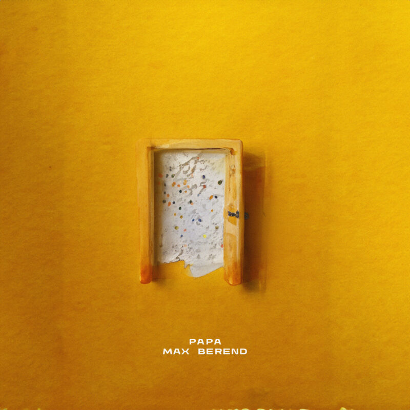 This shows a door opening. The whole picture is in orange. In the opening of the door you can see a white background with coloured points. This picture illustrates the feeling of home when thinking about your parents.